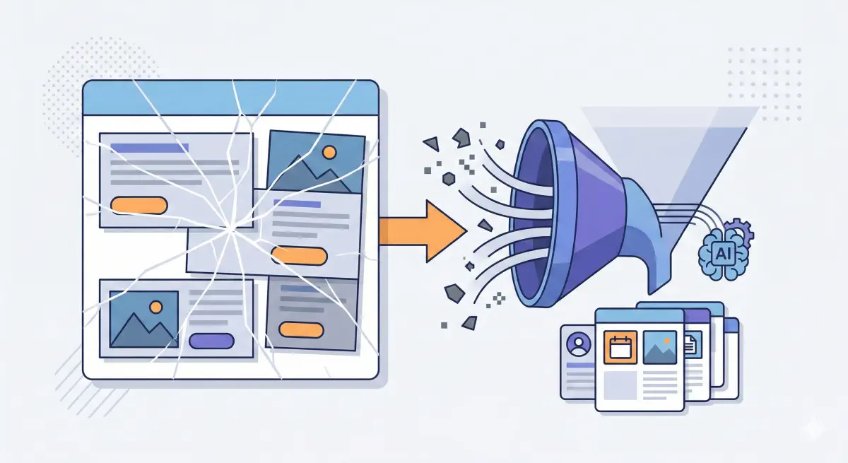 Diagram of a RAG chunking pipeline showing how page structure affects extracted passage quality