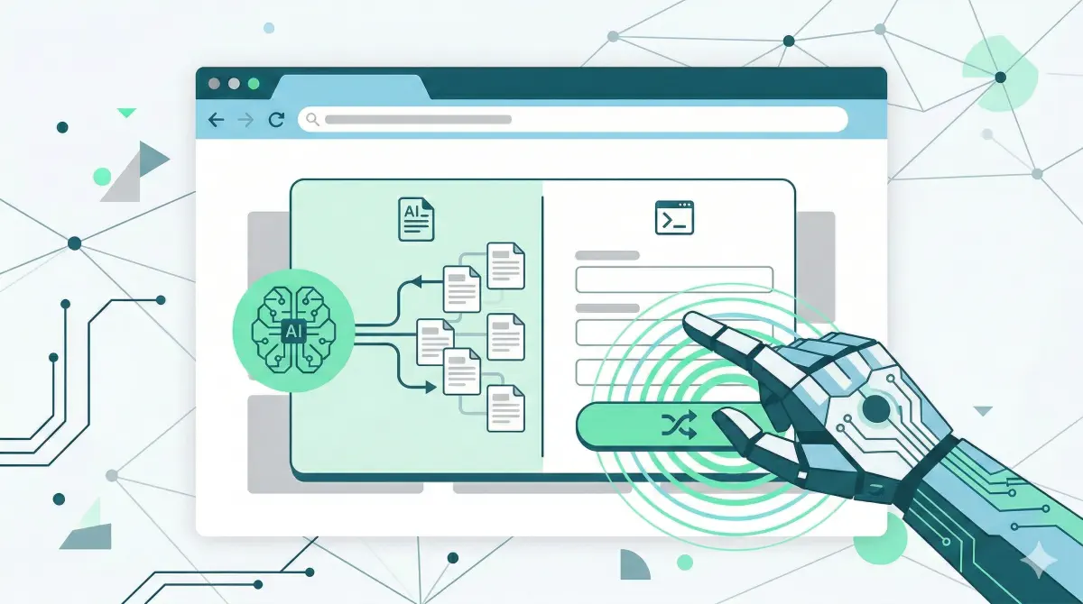 Comparison showing read-only AI crawlers vs agentic AI browsers that need to complete UI interactions