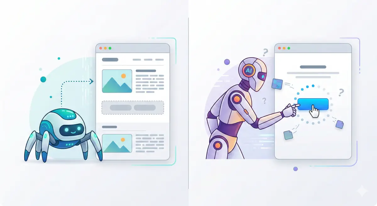 Agent observe-act-observe loop showing how slow INP breaks the feedback cycle
