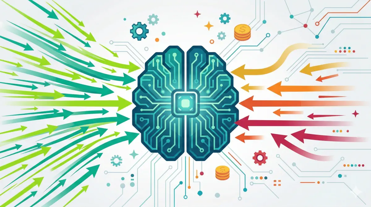 Diagram showing a race between fast and slow sources feeding an AI answer