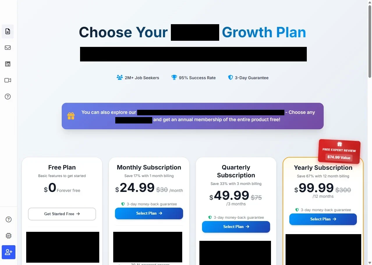 A real pricing page